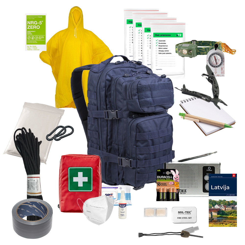 Izdzīvošanas mugursoma 72 Optimali